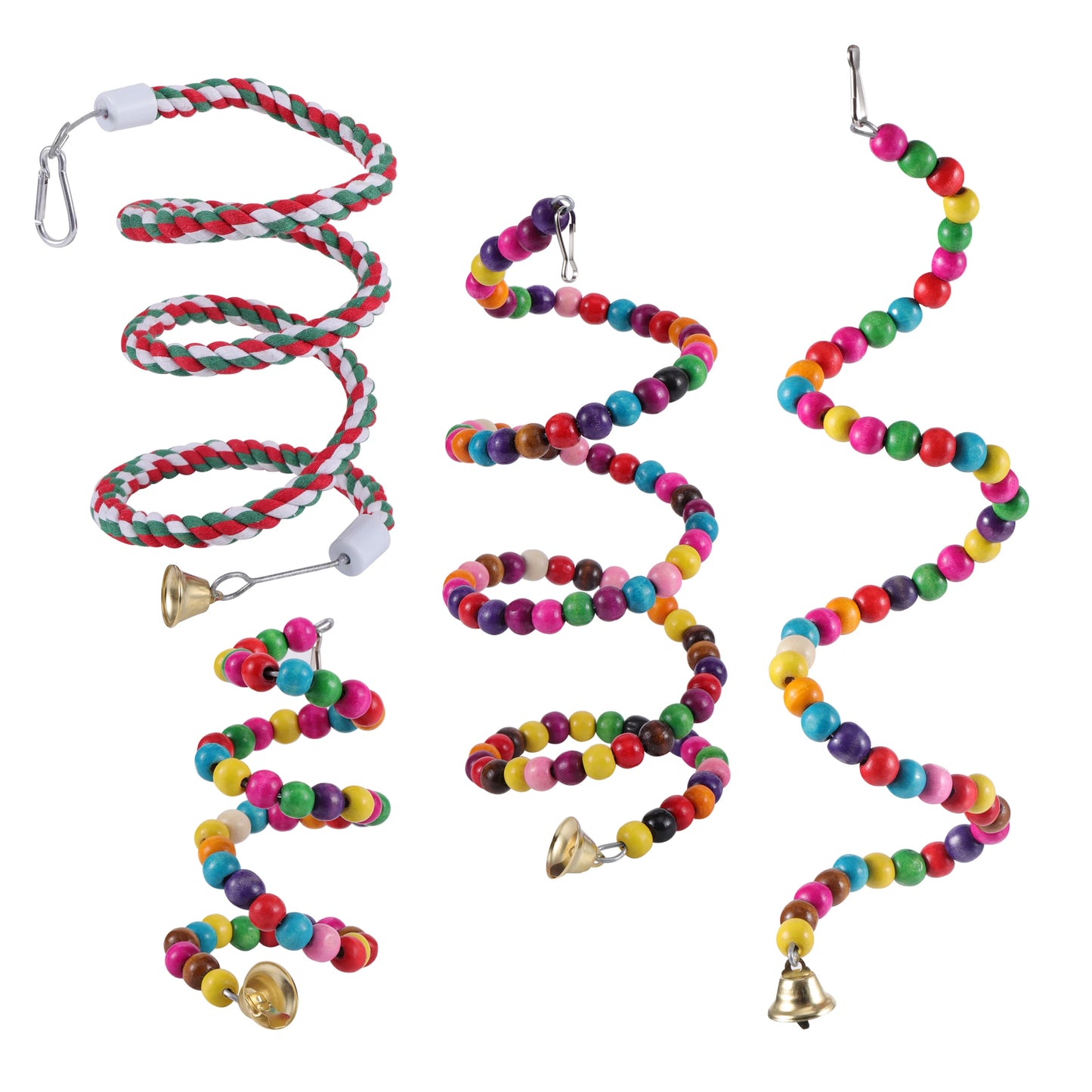 Parrot Cage Toy Set: Swings, Chews & Perches
