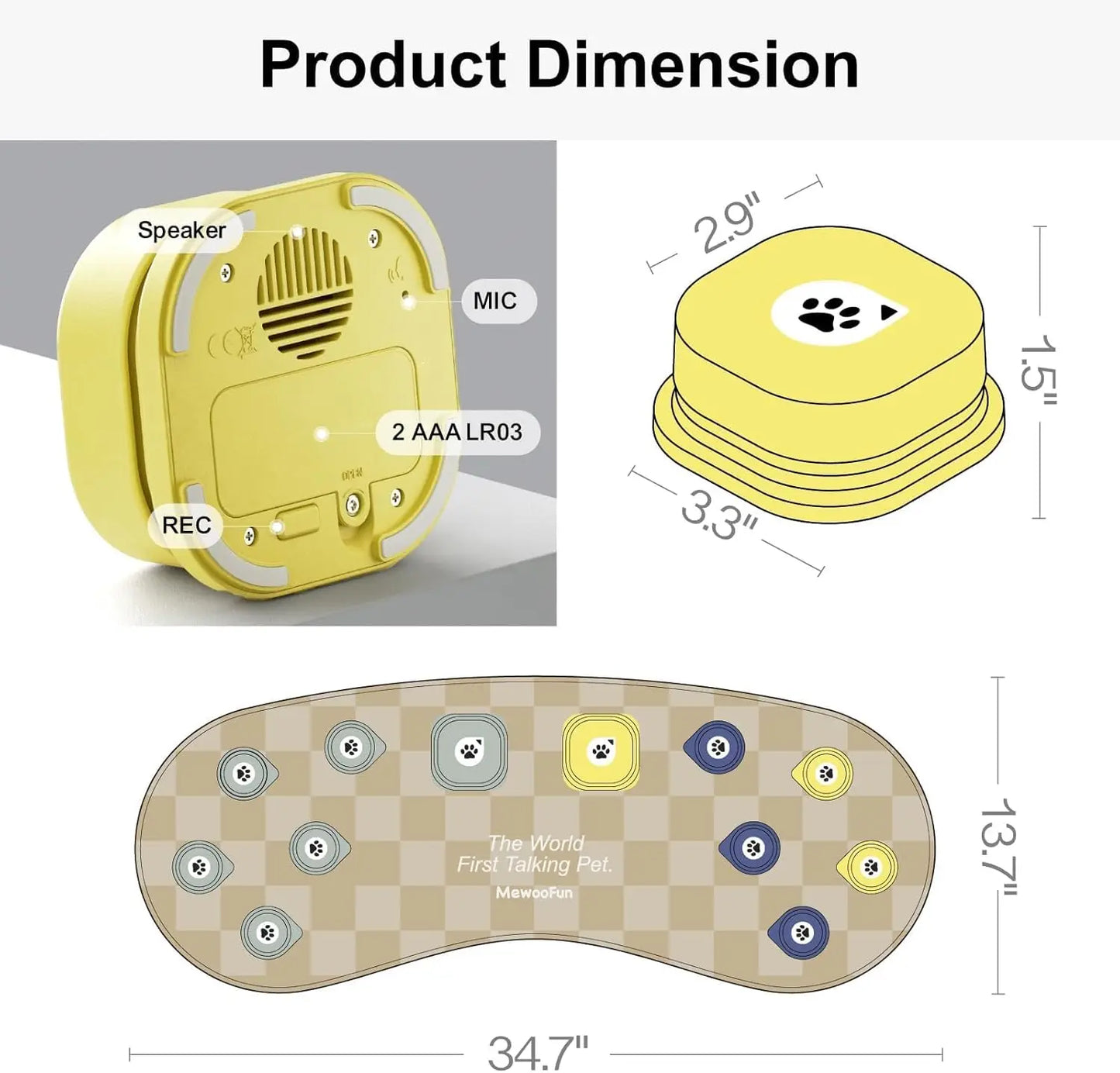 Rechargeable Dog/Cat Talking Buttons with Mat (Multi-Packs)
