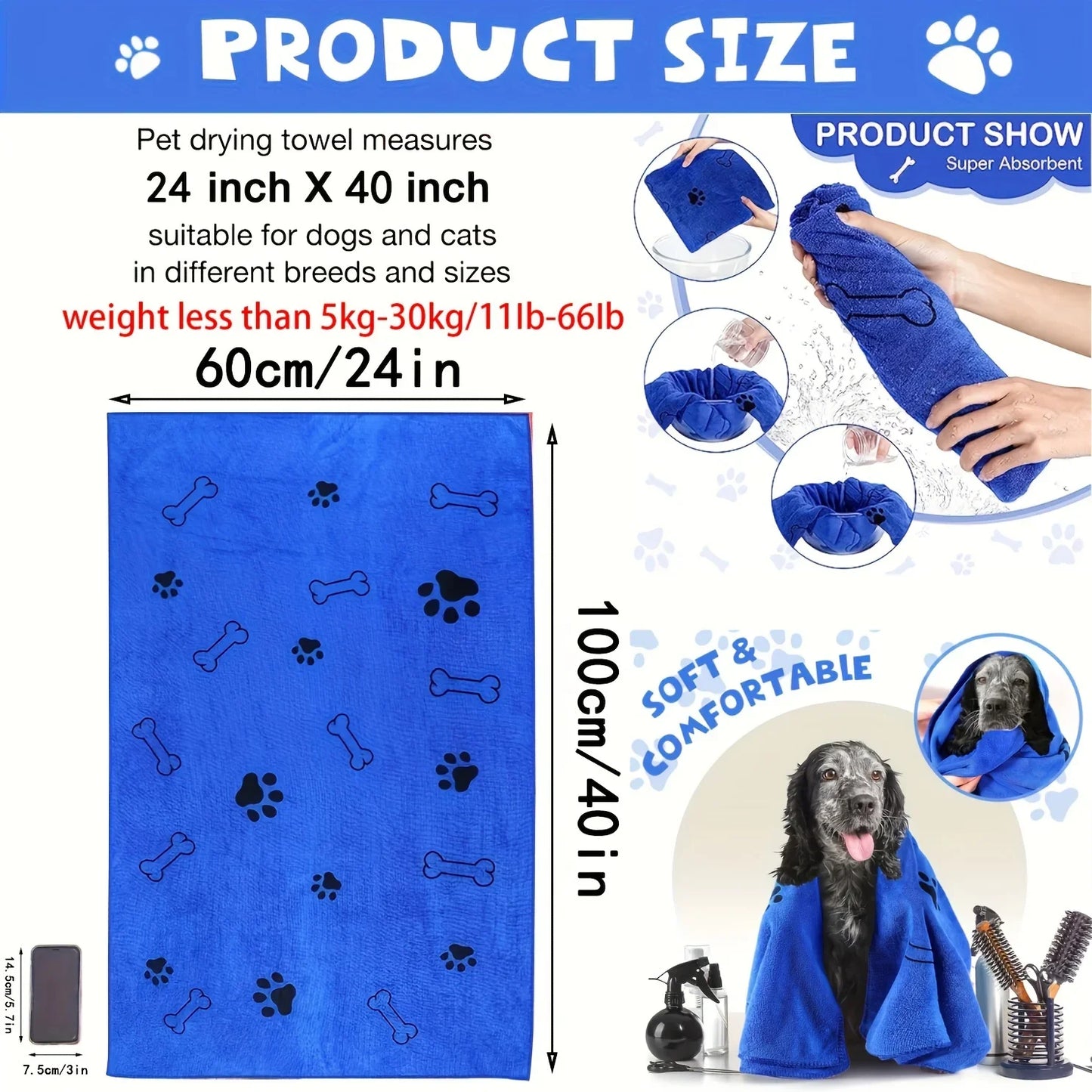 Super Absorbent Quick-Dry Microfiber Dog Towel