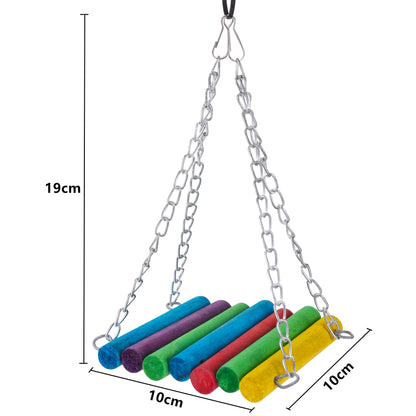 Parrot Cage Toy Set: Swings, Chews & Perches