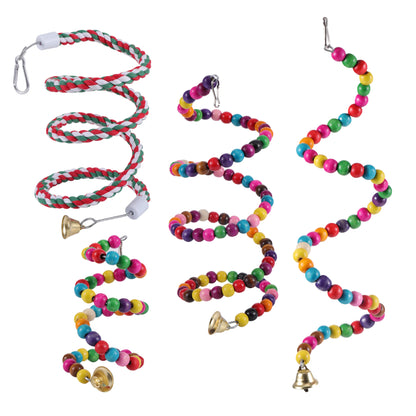 Parrot Cage Toy Set: Swings, Chews & Perches