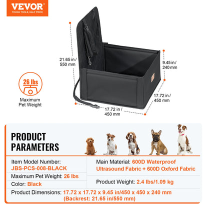 Pet Booster Seat with Clip-on Safety Leash, Easy Car Installation, Waterproof (various styles)3