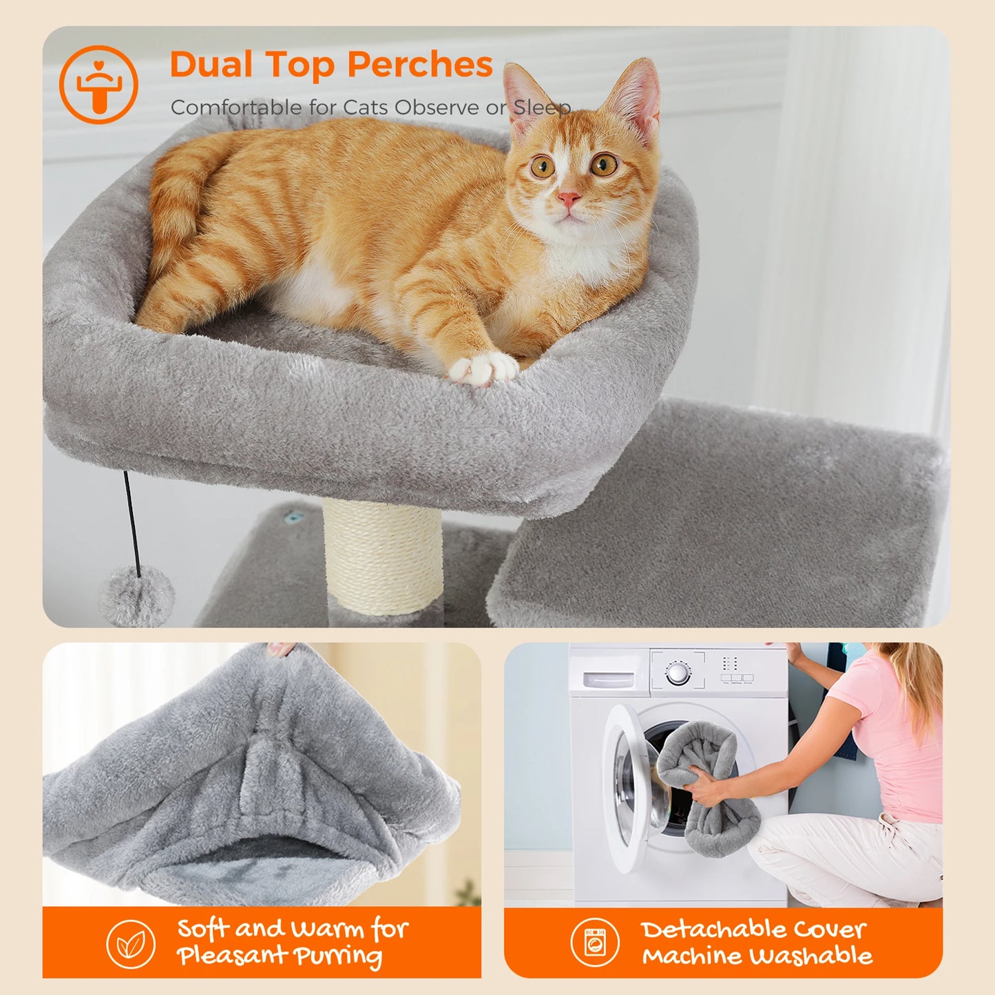 Stable 6-level Cat Condo, Scratching Tree for Multi-Cat Home