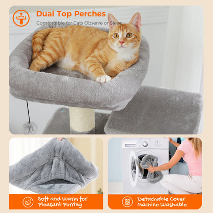 Stable 6-level Cat Condo, Scratching Tree for Multi-Cat Home