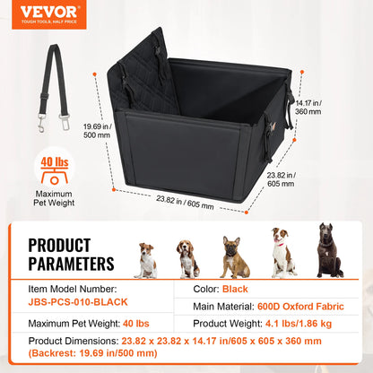 Pet Booster Seat with Clip-on Safety Leash, Easy Car Installation, Waterproof (various styles)3