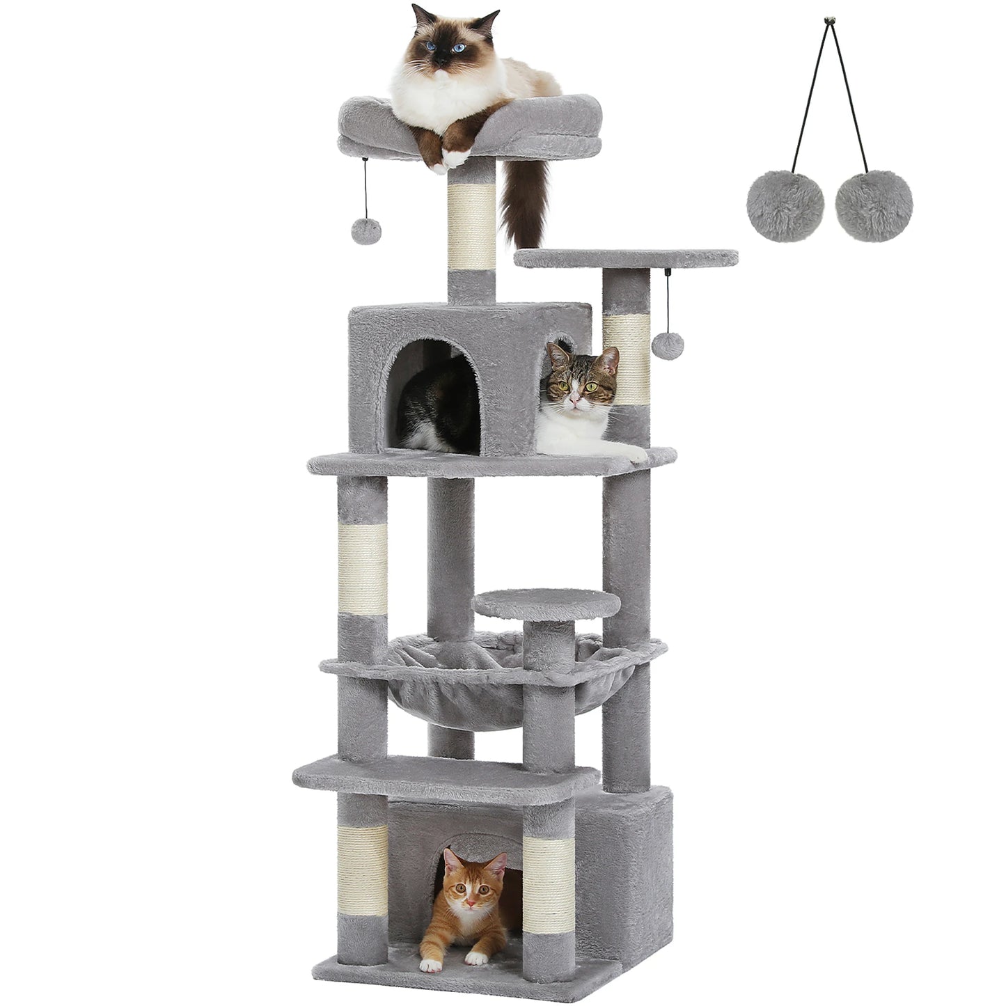 Stable 6-level Cat Condo, Scratching Tree for Multi-Cat Home