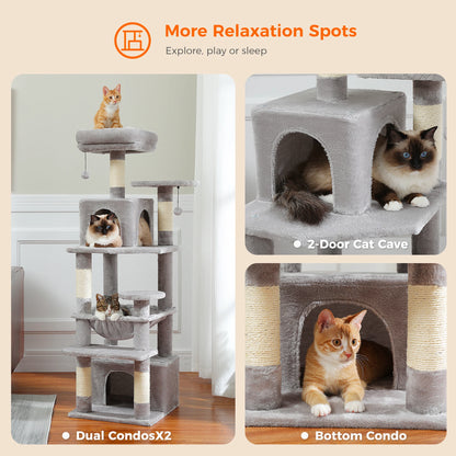 Stable 6-level Cat Condo, Scratching Tree for Multi-Cat Home