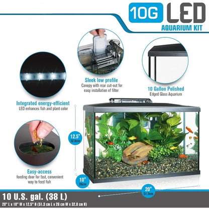Aquarium Kit, 10 Gallon, LED Lighting