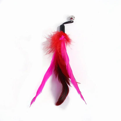 Interactive Cat Wand Toy with Bell & Feather Heads