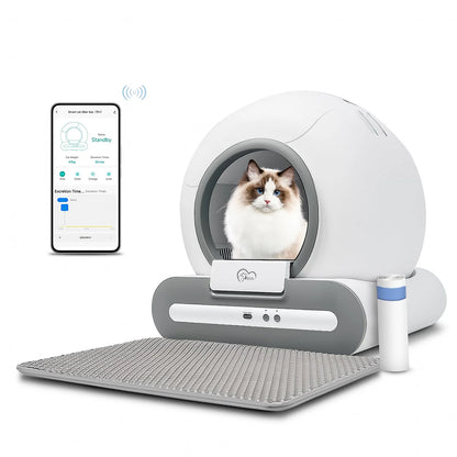 Automatic Self-Cleaning Cat Litter Box with Cat Litter Mat and APP Control