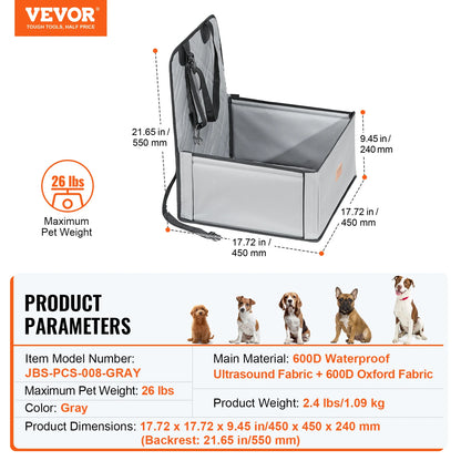 Pet Booster Seat with Clip-on Safety Leash, Easy Car Installation, Waterproof (various styles)3