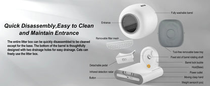 Automatic Self-Cleaning Cat Litter Box with Cat Litter Mat and APP Control