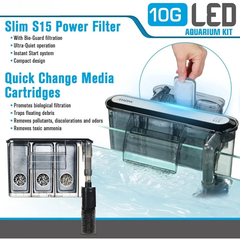Aquarium Kit, 10 Gallon, LED Lighting