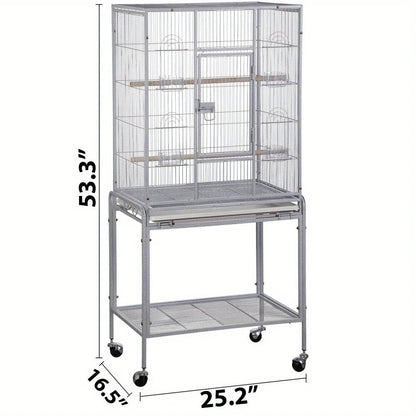 53" Large Wrought Iron Flight Bird Cage with Stand