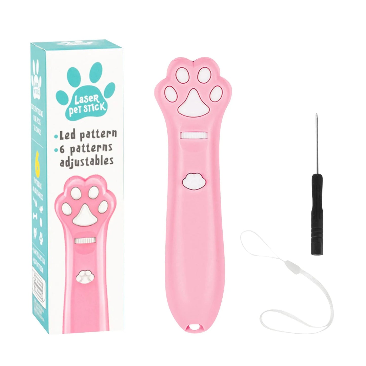 Laser Cat Teasing Stick 5 Modes + Red Dot LED Light Pointer for Pets