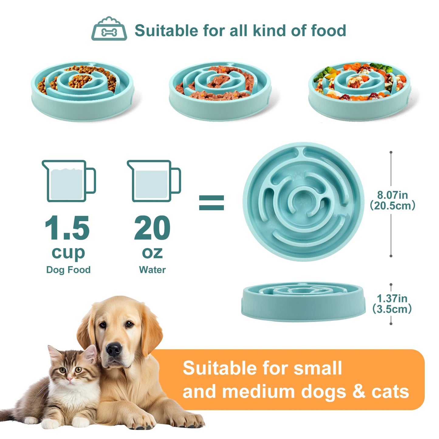 Non-Slip Anti-Gulping Dog Slow Feeder Bowl