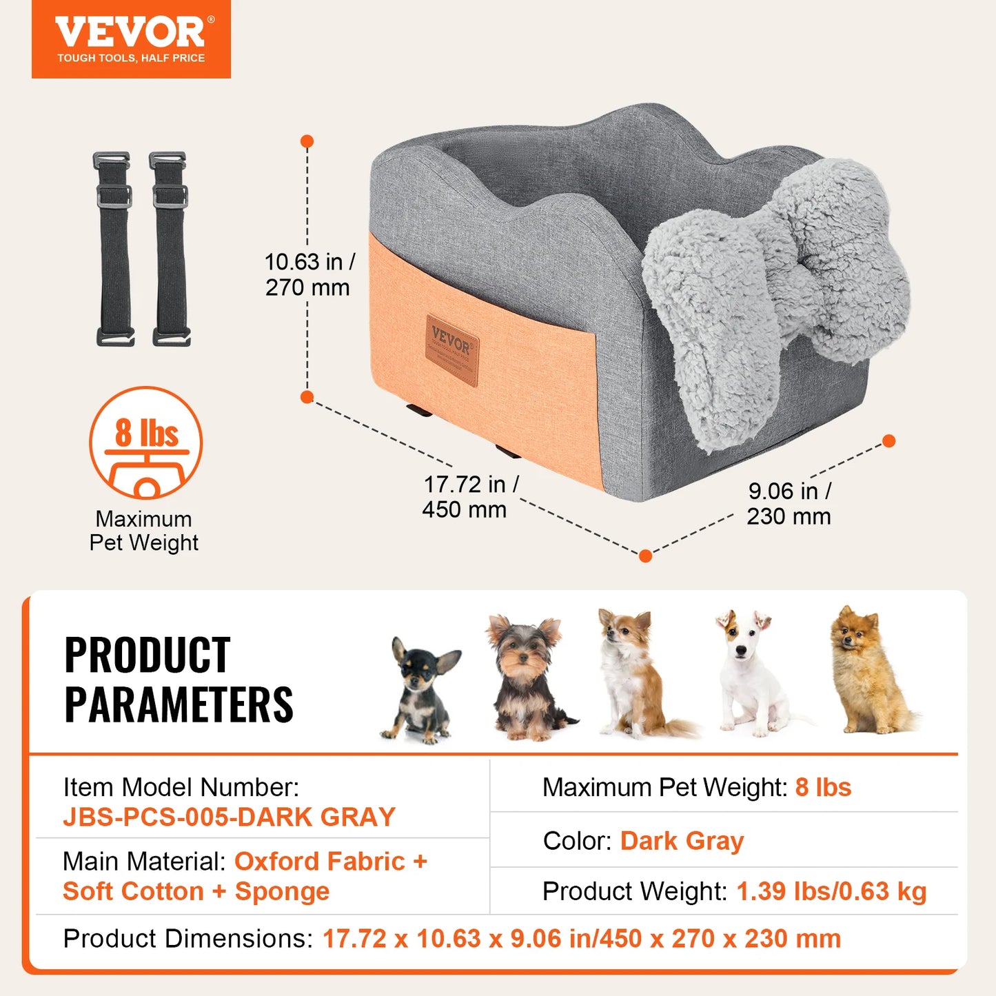 Pet Booster Seat with Clip-on Safety Leash, Easy Car Installation, Waterproof (various styles)3