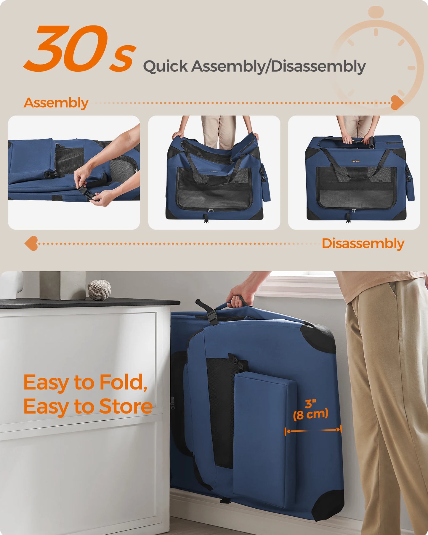 36" Collapsible Soft Travel Cat/Dog Crate