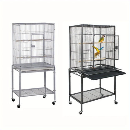 53" Large Wrought Iron Flight Bird Cage with Stand