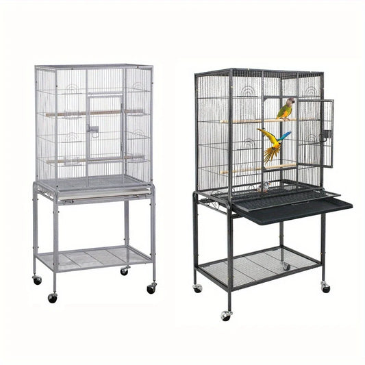 53" Large Wrought Iron Flight Bird Cage with Stand
