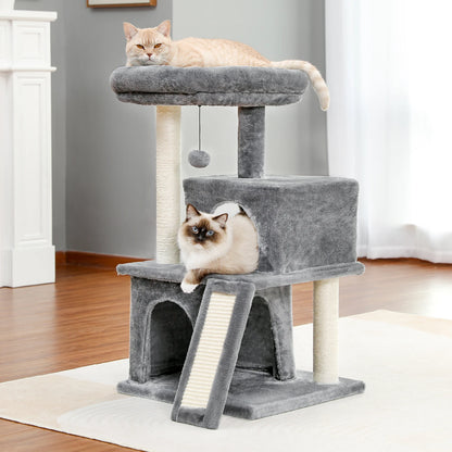 Indoor Cat Tower with Double Condos, Top Perch, Hammock and Scratching Post