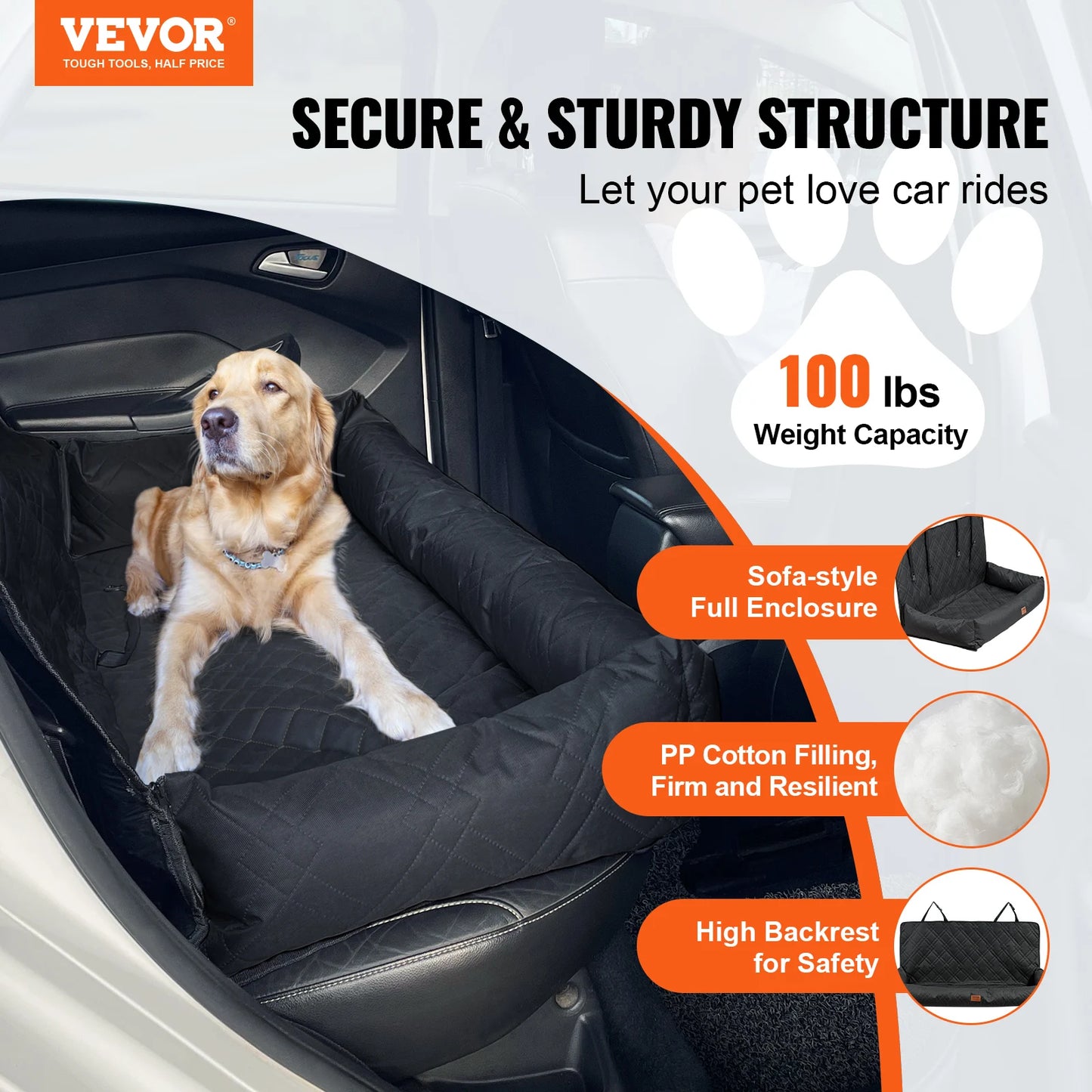 Pet Booster Seat with Clip-on Safety Leash, Easy Car Installation, Waterproof (various styles)3