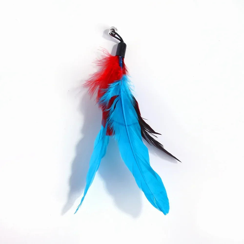 Interactive Cat Wand Toy with Bell & Feather Heads