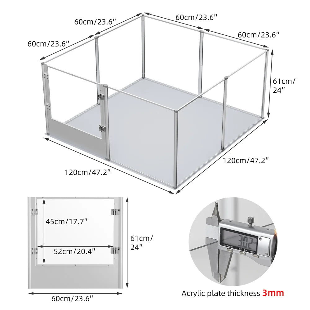 Extra Large Acrylic Pet Enclosure for Small Dogs, Rabbits, Ferrets, Guinea Pigs