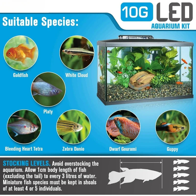 Aquarium Kit, 10 Gallon, LED Lighting