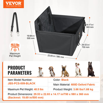 Pet Booster Seat with Clip-on Safety Leash, Easy Car Installation, Waterproof (various styles)3