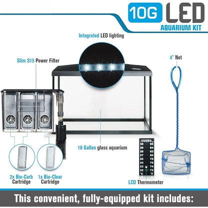 Aquarium Kit, 10 Gallon, LED Lighting