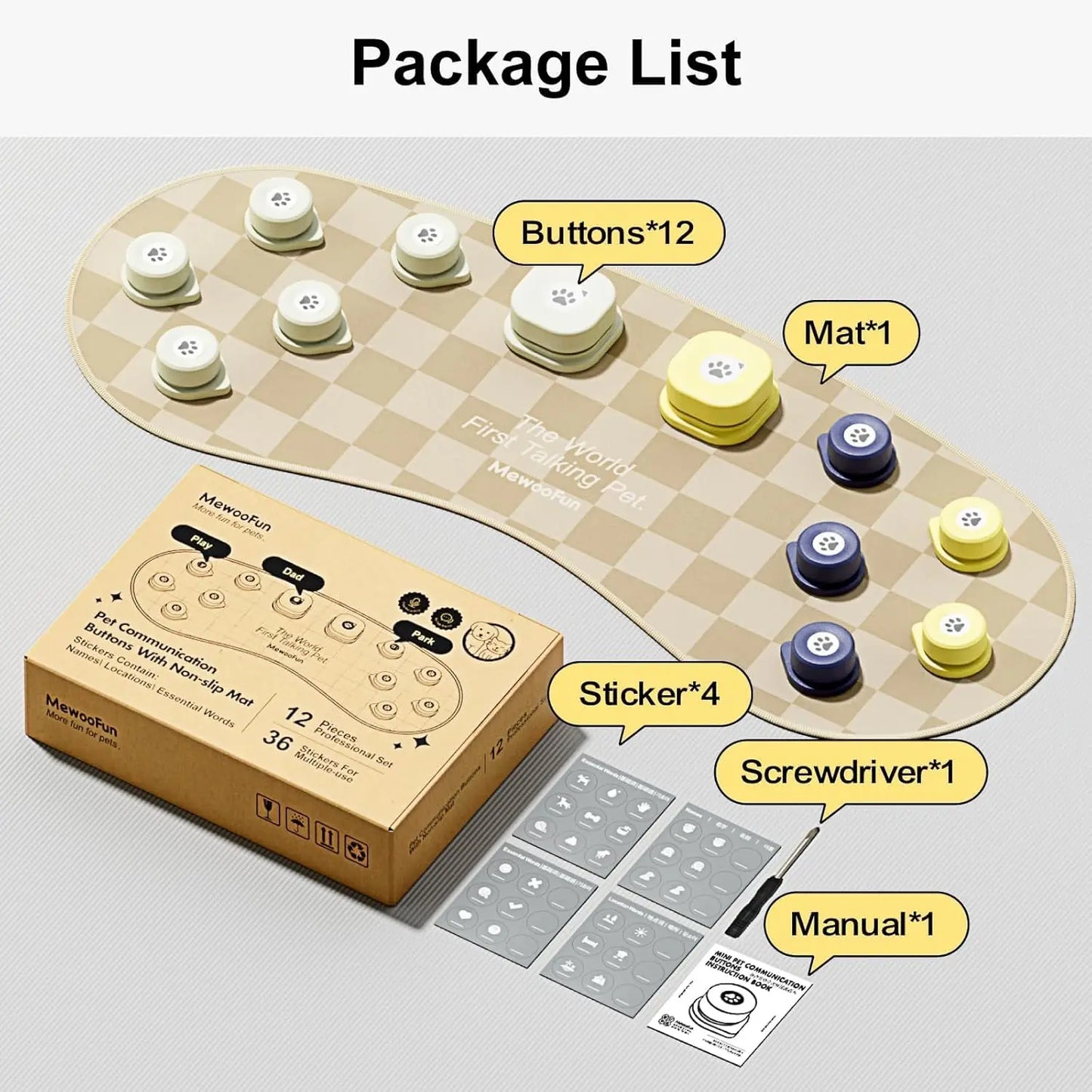 Rechargeable Dog/Cat Talking Buttons with Mat (Multi-Packs)