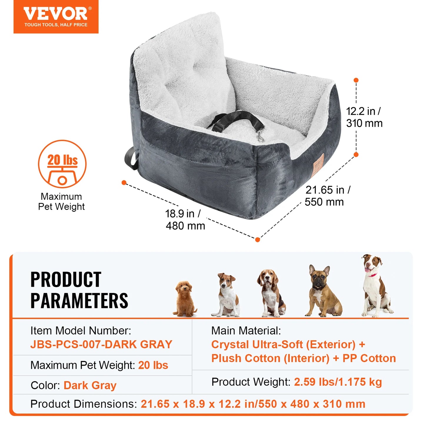 Pet Booster Seat with Clip-on Safety Leash, Easy Car Installation, Waterproof (various styles)3
