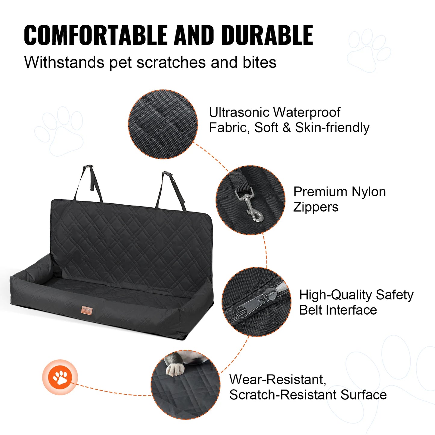 Pet Booster Seat with Clip-on Safety Leash, Easy Car Installation, Waterproof (various styles)3