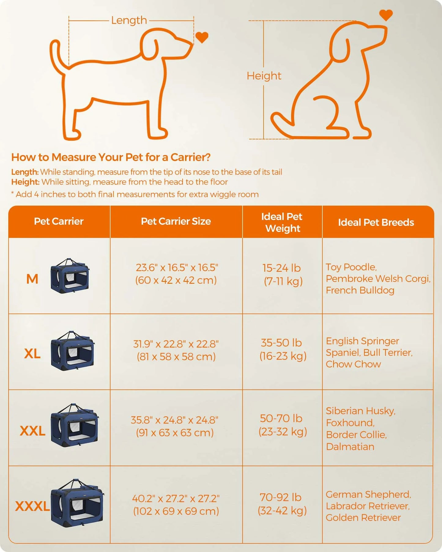 36" Collapsible Soft Travel Cat/Dog Crate