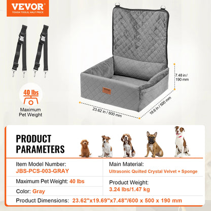 Pet Booster Seat with Clip-on Safety Leash, Easy Car Installation, Waterproof (various styles)3