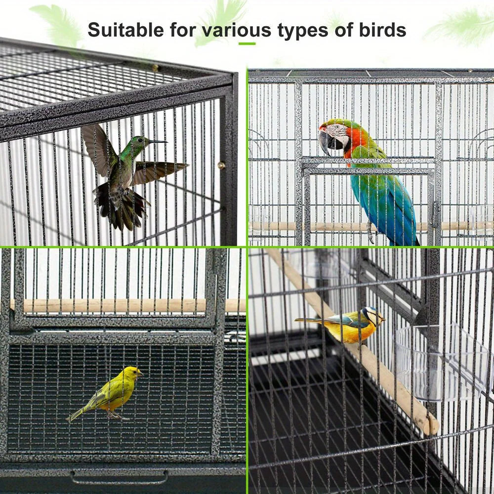 53 Inch Flight Bird Cage Large Wrought Iron Parrot Cage w/ Rolling Stand 2 Color