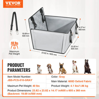 Pet Booster Seat with Clip-on Safety Leash, Easy Car Installation, Waterproof (various styles)3