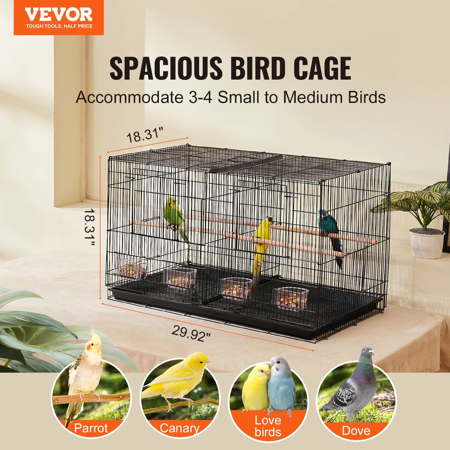 VEVOR 30" Stackable Flight Bird Cage