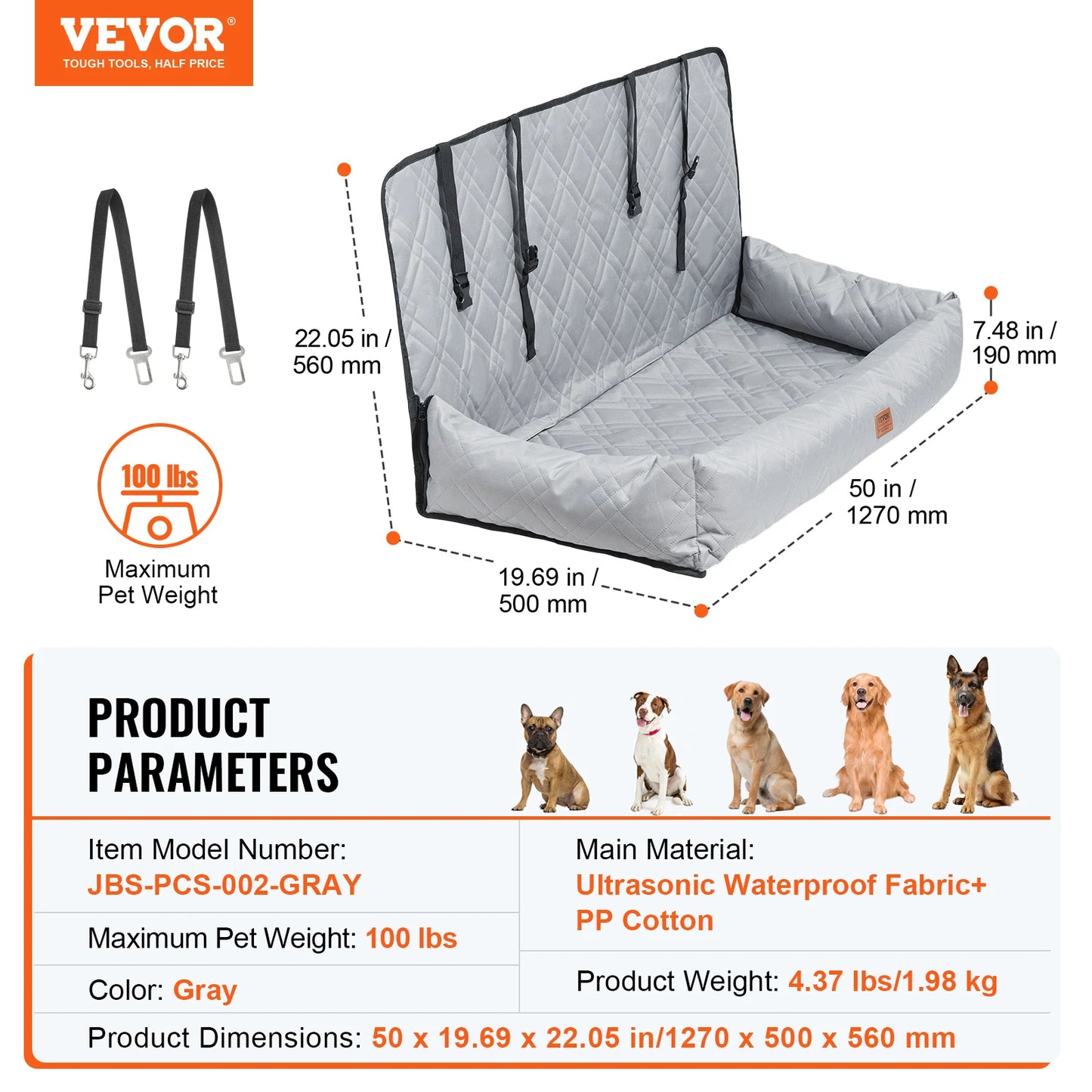 Pet Booster Seat with Clip-on Safety Leash, Easy Car Installation, Waterproof (various styles)3