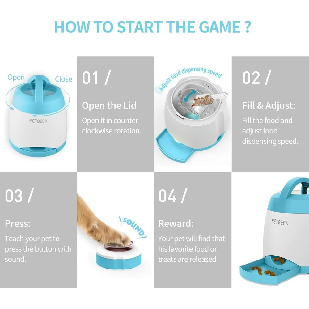 Automatic Treat Dispenser with Remote, Puzzle Memory Training Activity Toy- IQ Training Feeder, Pet Automatic Feeders