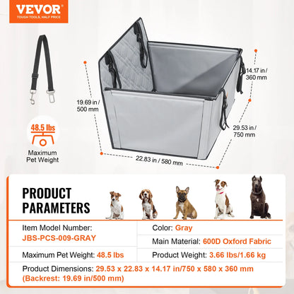 Pet Booster Seat with Clip-on Safety Leash, Easy Car Installation, Waterproof (various styles)3